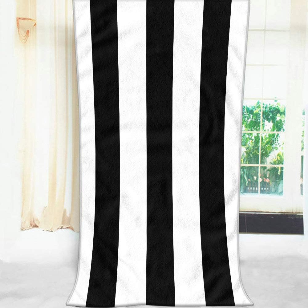Soft Bath Towels with Black and White Stripes for Home Beach Camping