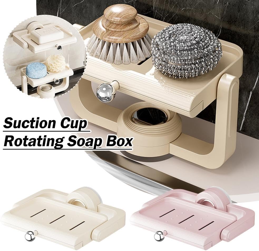 Rotatable Suction Cup Soap Dish - 360 Degree Swivel Holder