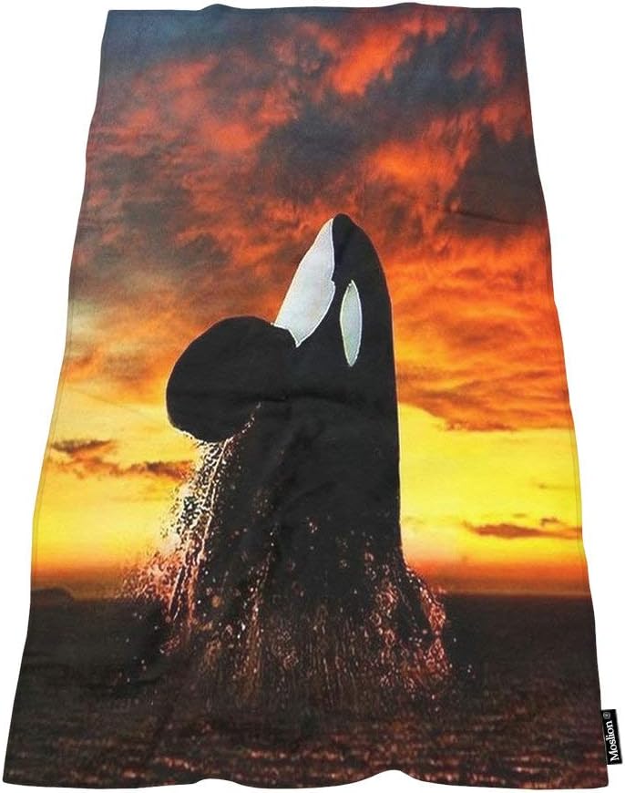 Ocean Orca Whale Pattern Bath Towel 64x32 Inches