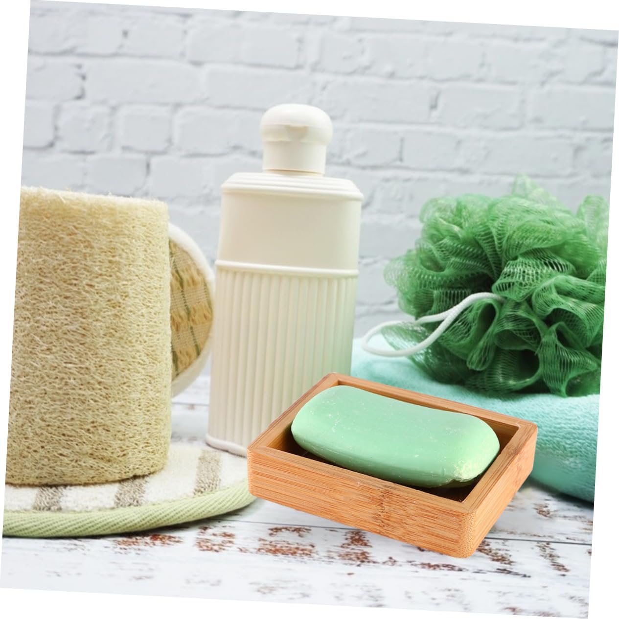 Bamboo Soap Dispenser Leaf Shape Wood Holder