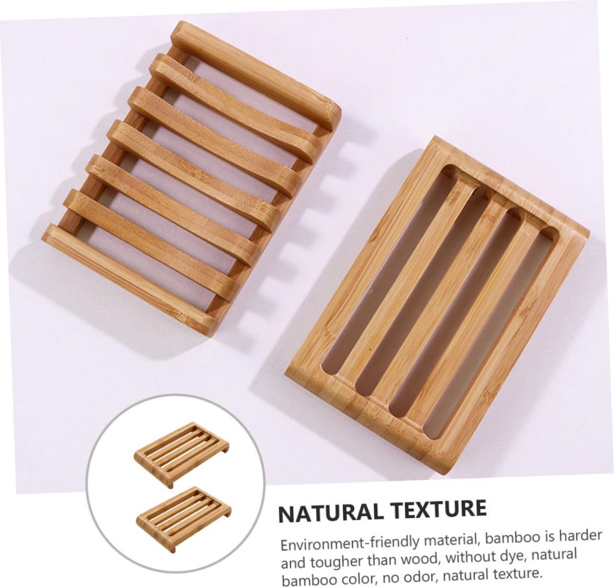 HAKIDZEL Bamboo Soap Holder Set of 2 for Bathroom
