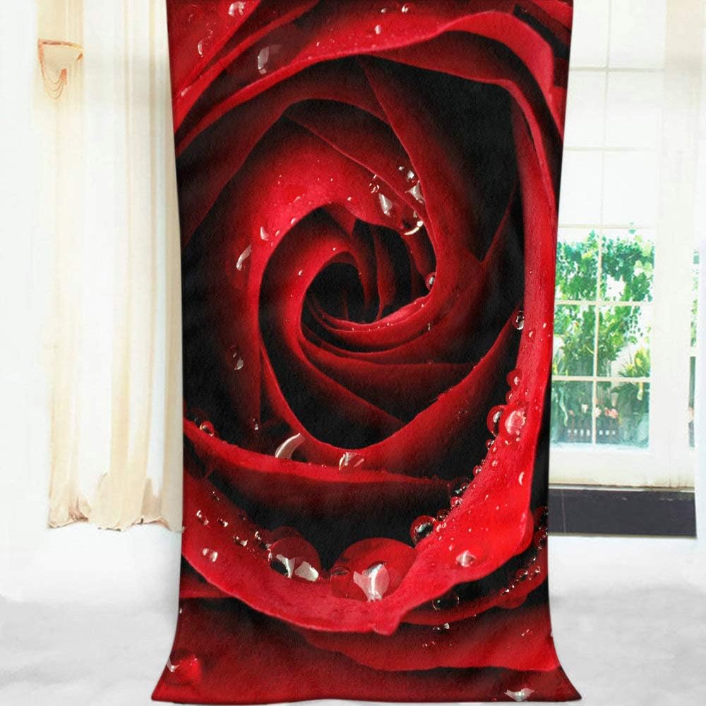 Moslion Red Rose Bath Towel Large 64x32 Inches