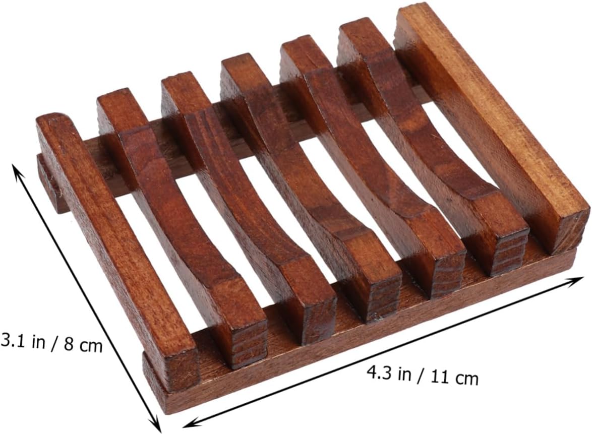 Set of 2 Handmade Wood Soap Dishes with Anti-Slip Design
