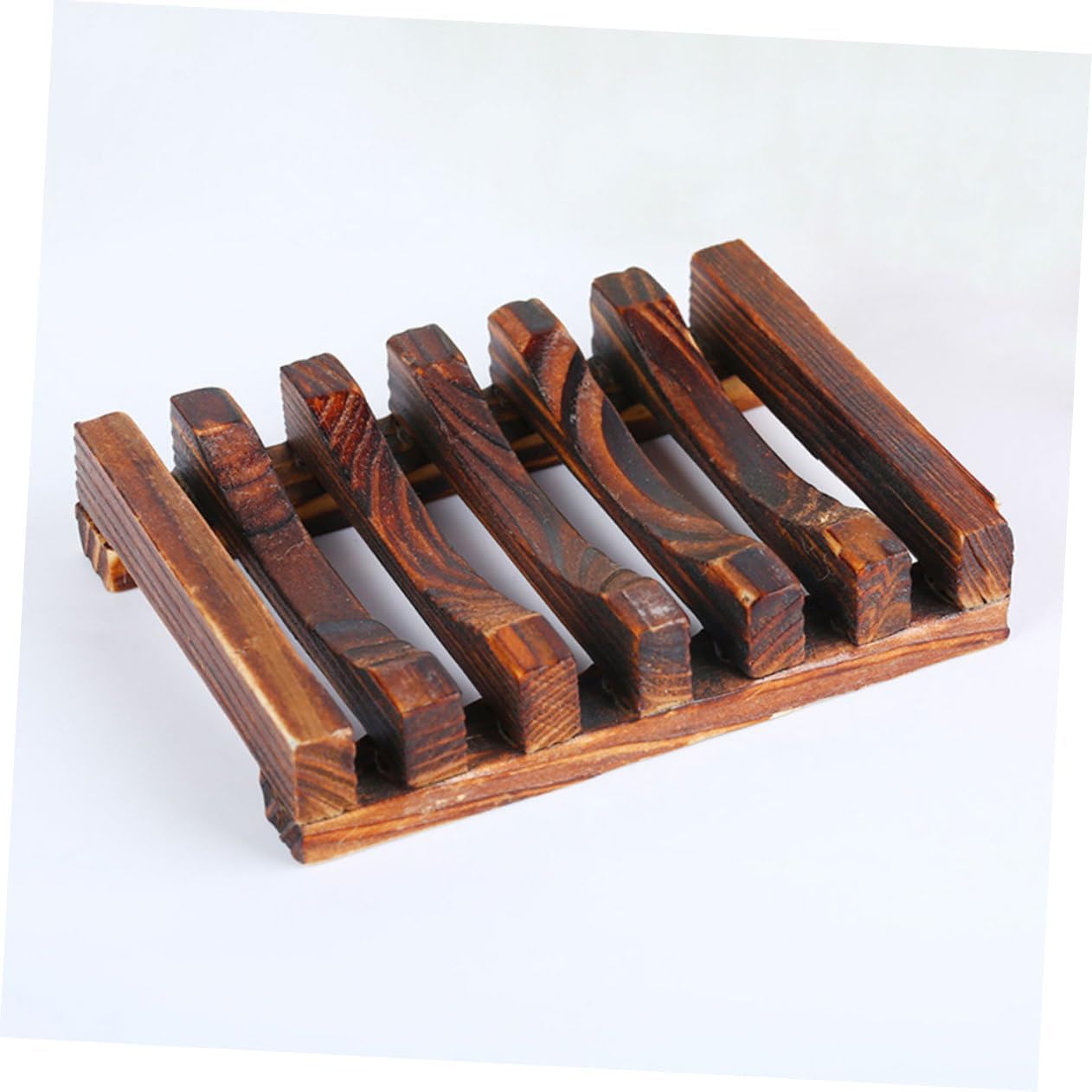 Zerodeko 2pcs Carbonized Wooden Soap Holder with Drainage