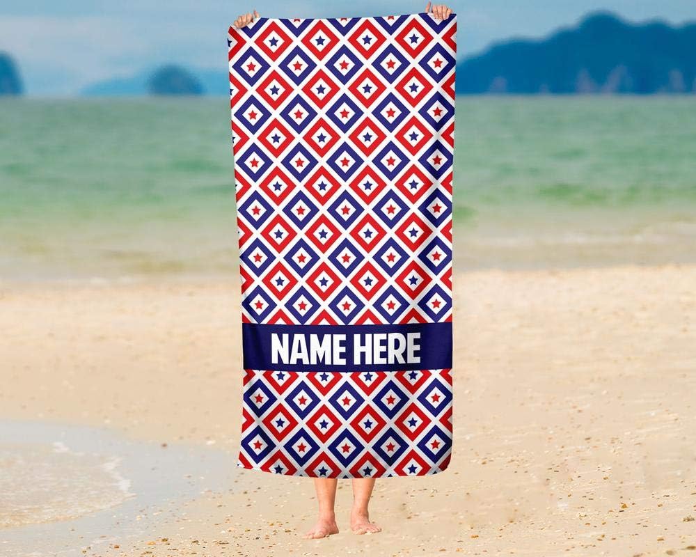 Extra Large Personalized Stars in Diamonds Towel for Kids and Adults