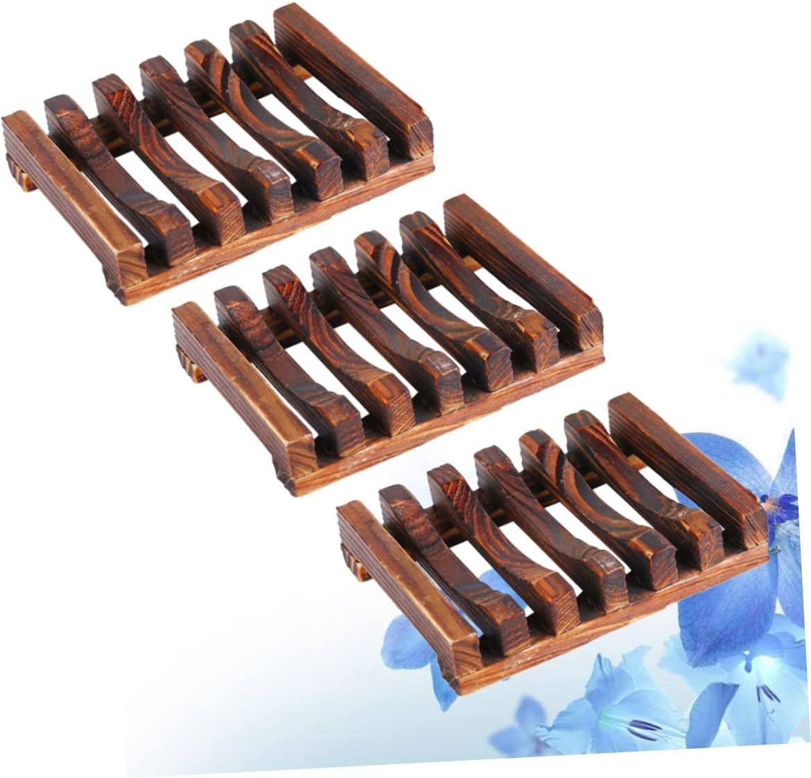 Zerodeko 3pcs Wooden Soap Holder with Drainage for Bathroom Shower Kitchen