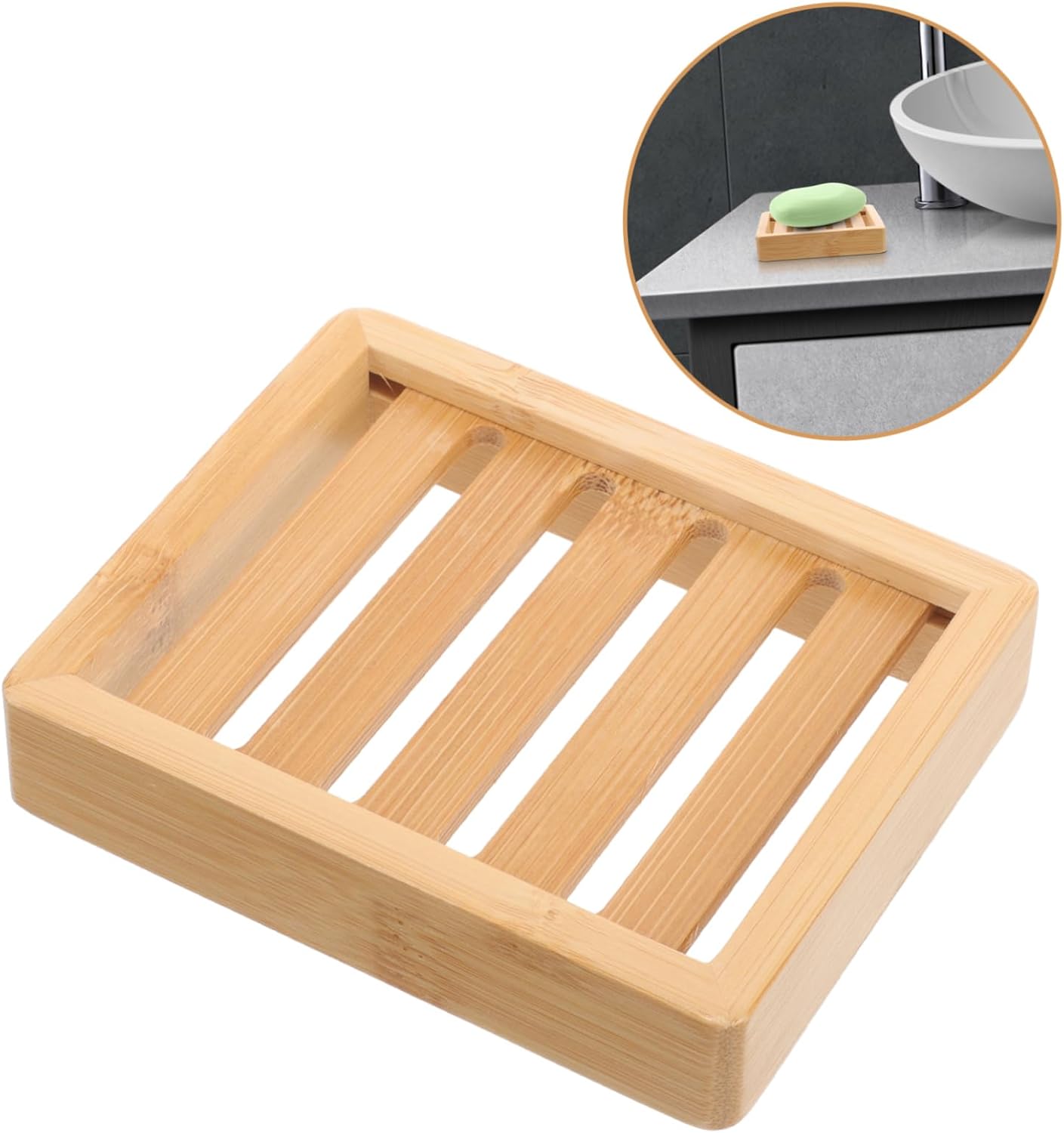 Ciieeo Soap Dish with 7 Drain Bars for Bathroom Sink