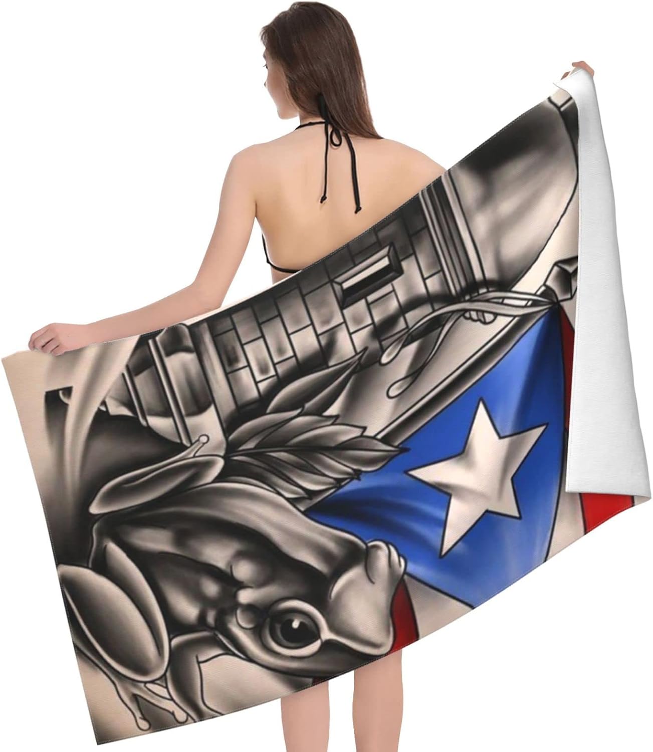 Puerto Rican Flag Microfiber Beach Towels for Kids and Adults