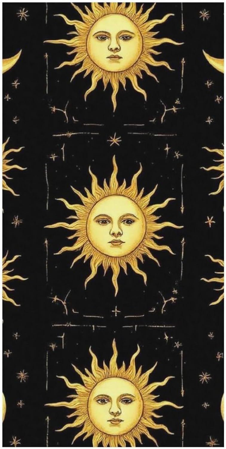 4SEE Beach Towel - Gold Sun Crescent Moon Star Design