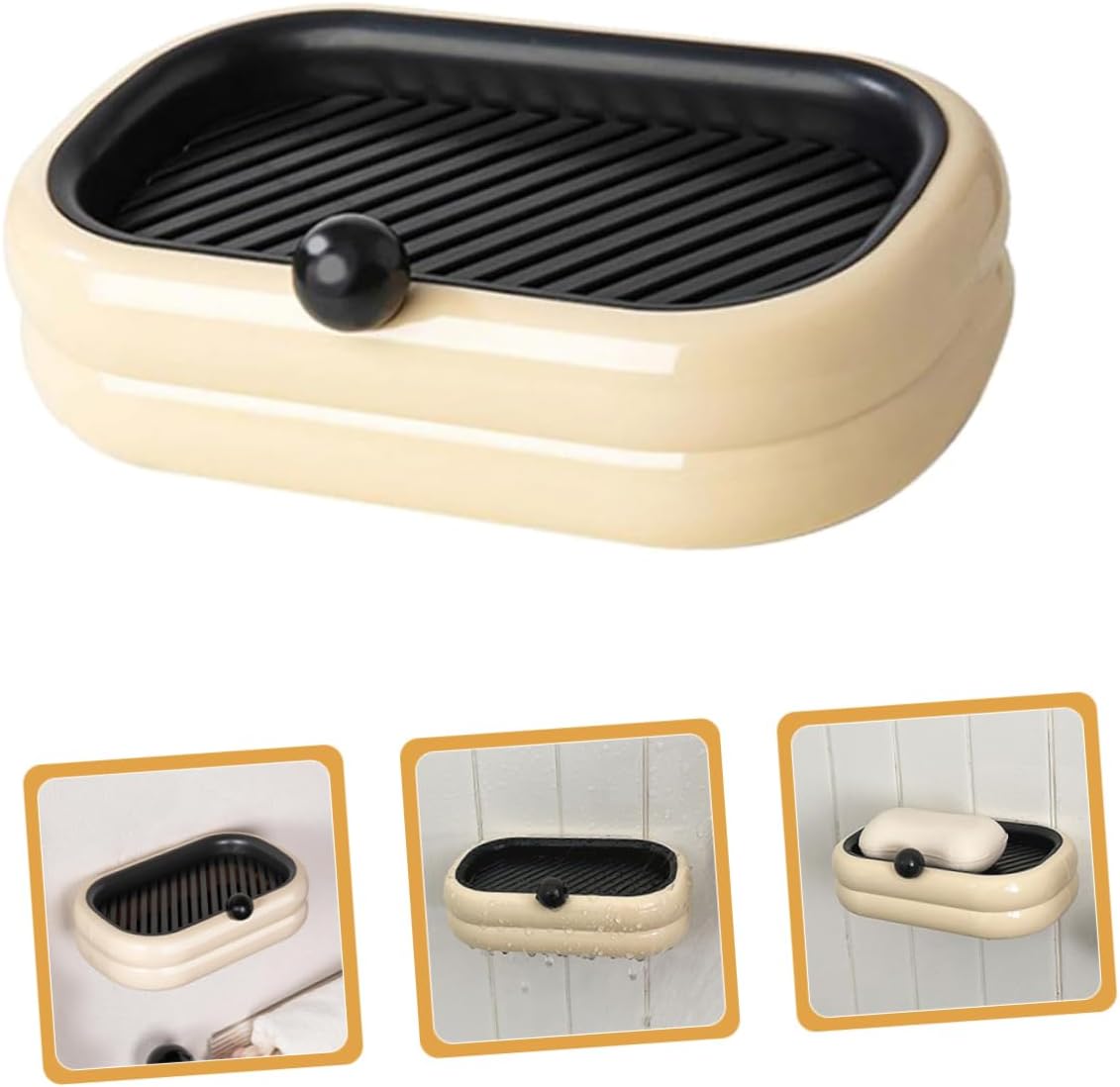 Amosfun Dual Drain Soap Dish Holder for Wall