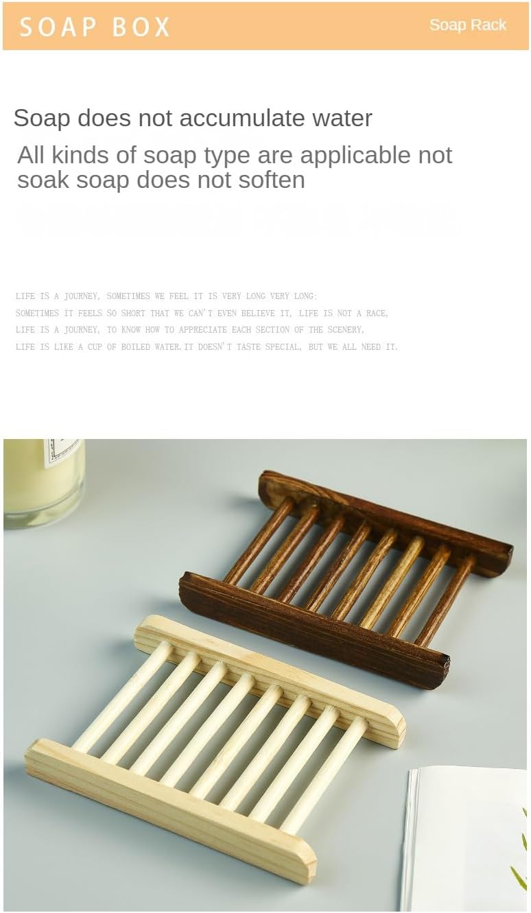 3 Pcs Natural Wooden Soap Dish Holder with Drainage