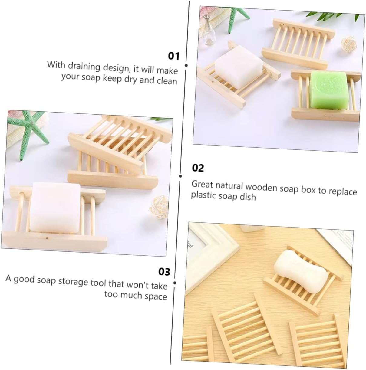 PRETYZOOM Wooden Soap Dish for Kitchen and Bathroom 1