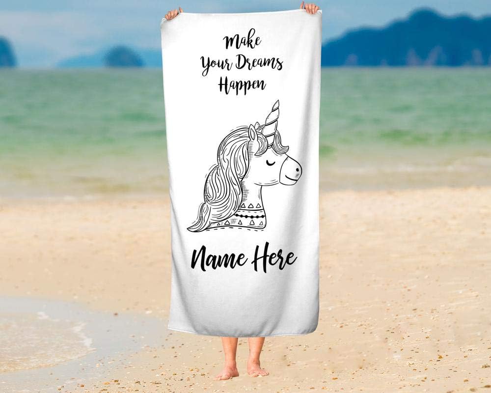 Personalized Unicorn Dreams Extra Large Towel for Kids
