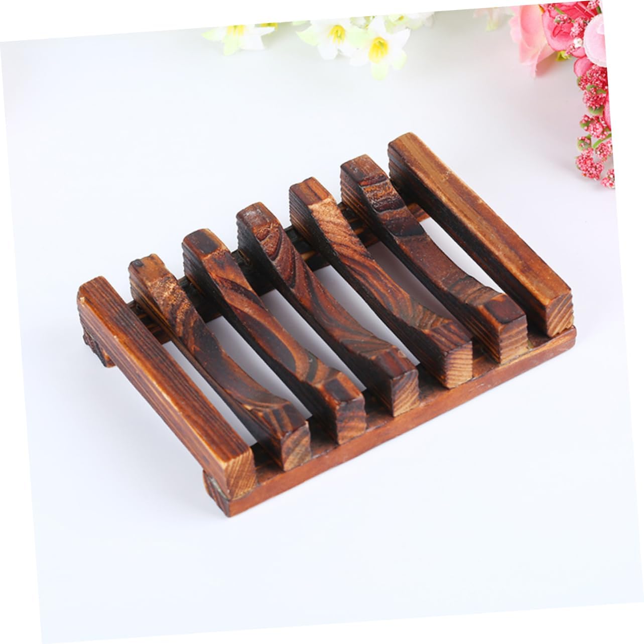 4PC Carbonized Wood Soap Holder for Kitchen Bathroom Countertops