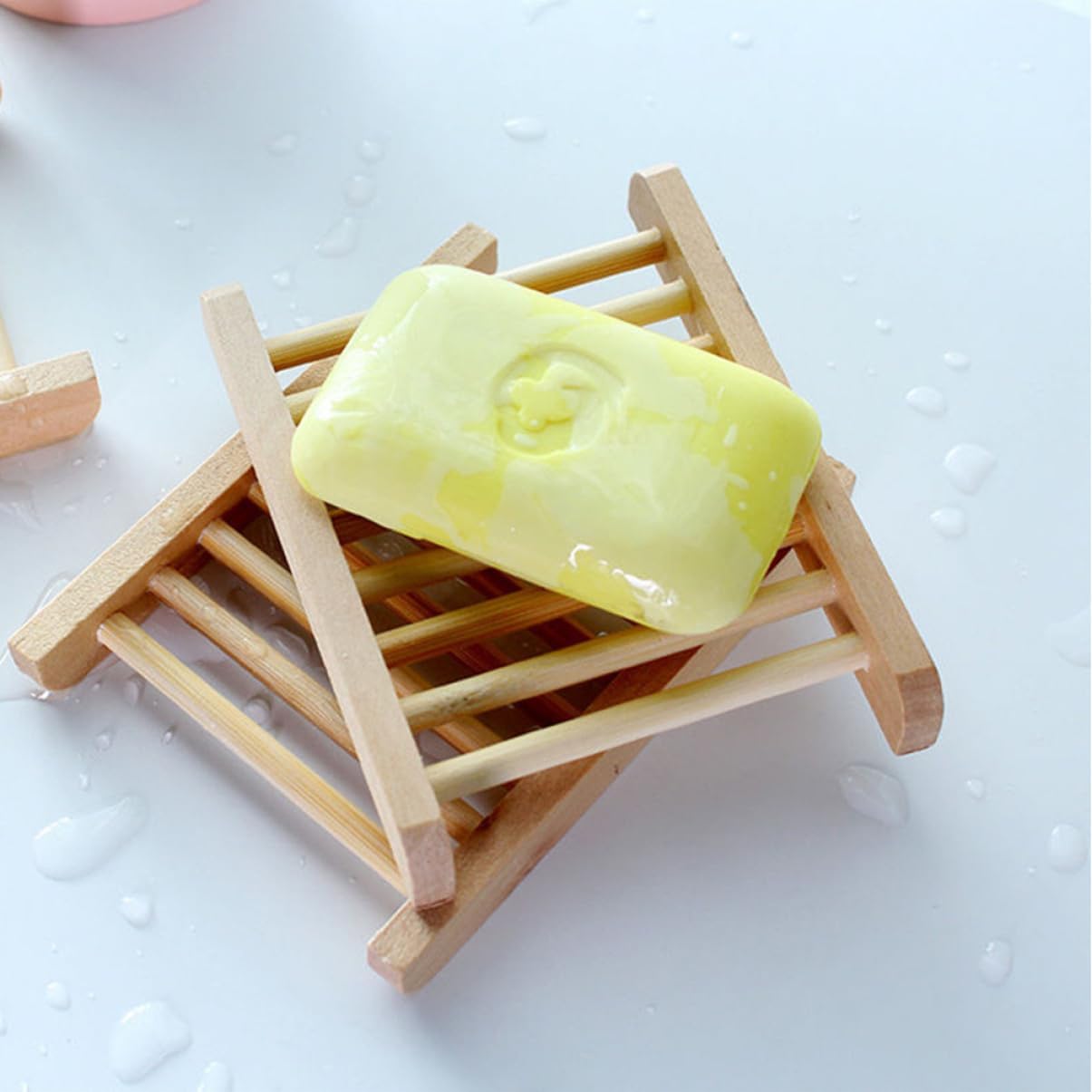 Ciieeo 6Pcs Wooden Soap Dish for Bathroom and Kitchen