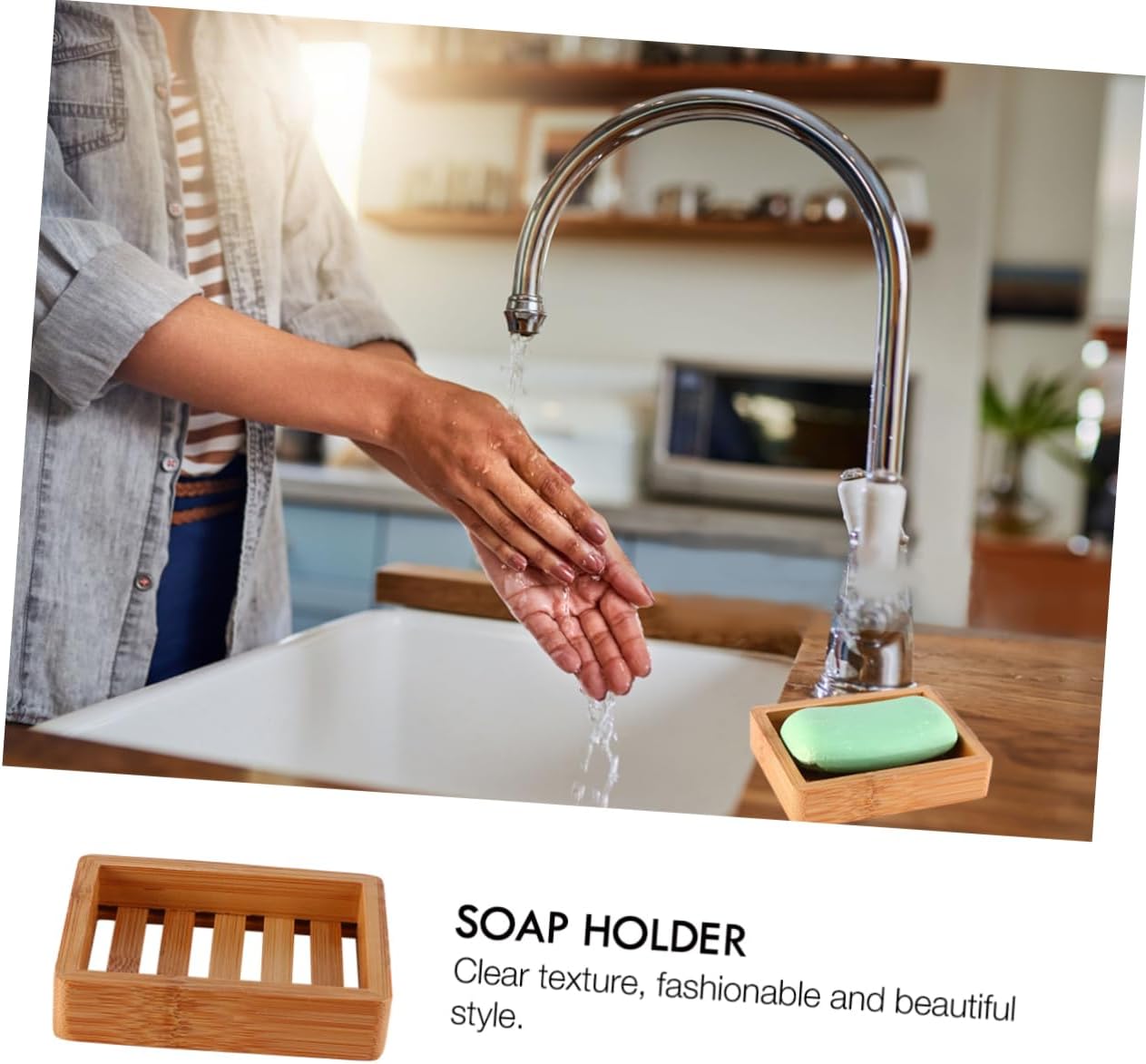Wakauto Wooden Soap Holder with Hollow Design for Easy Cleaning and Drying