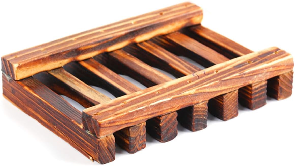 Zerodeko 2pcs Carbonized Wooden Soap Holder with Drainage