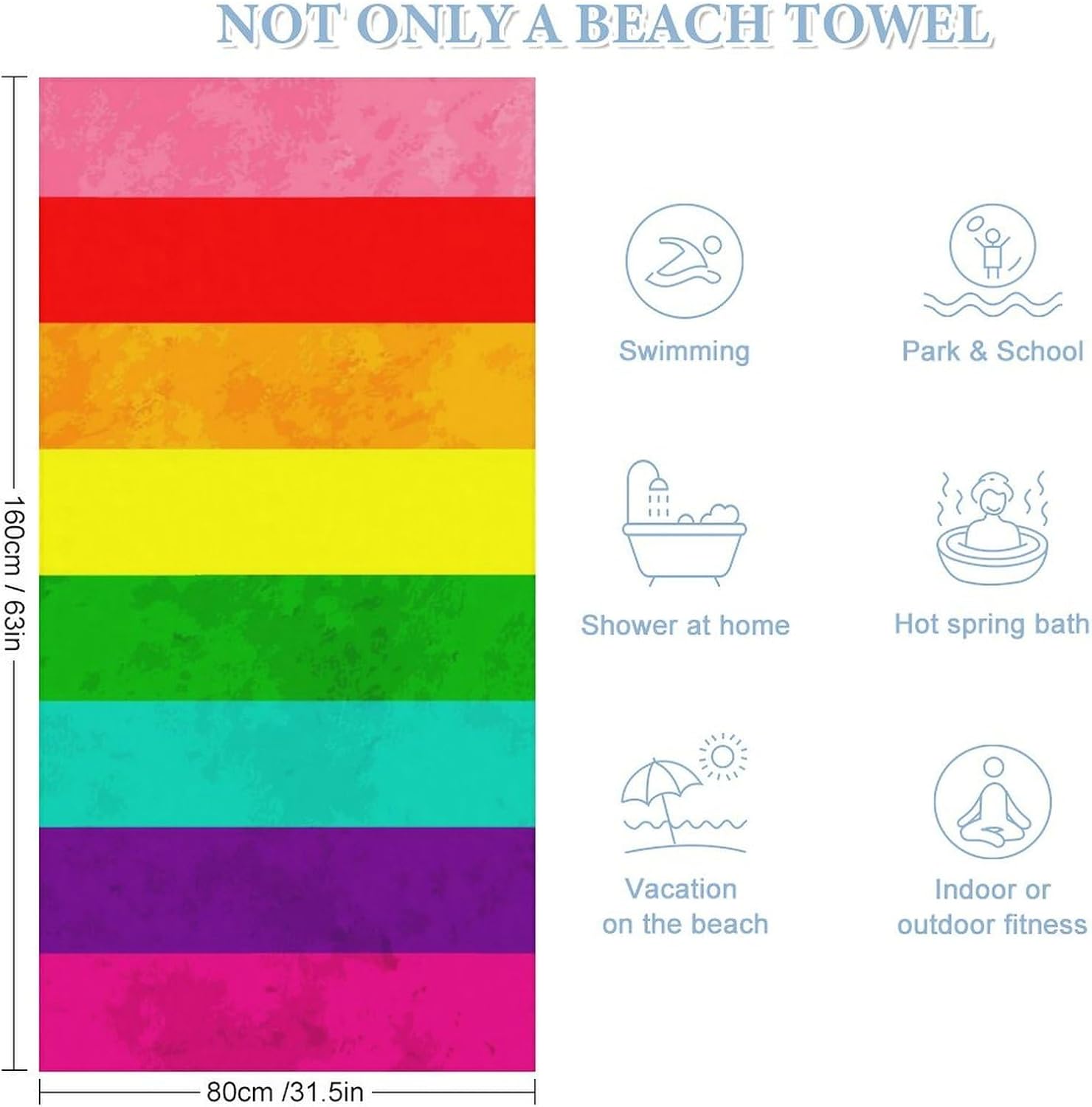 4SEE Beach Towel with Pride Flag Design
