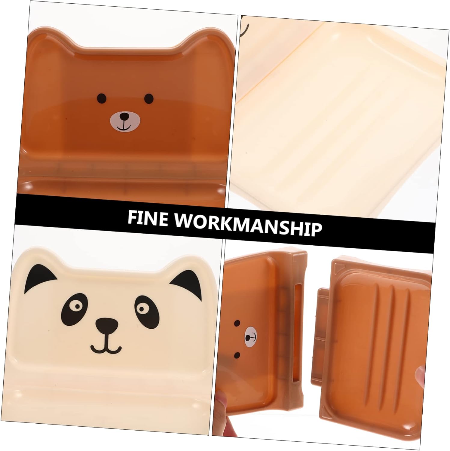 Ciieeo Cartoon Bear Soap Rack 4 Non-Slip Waterproof Holder