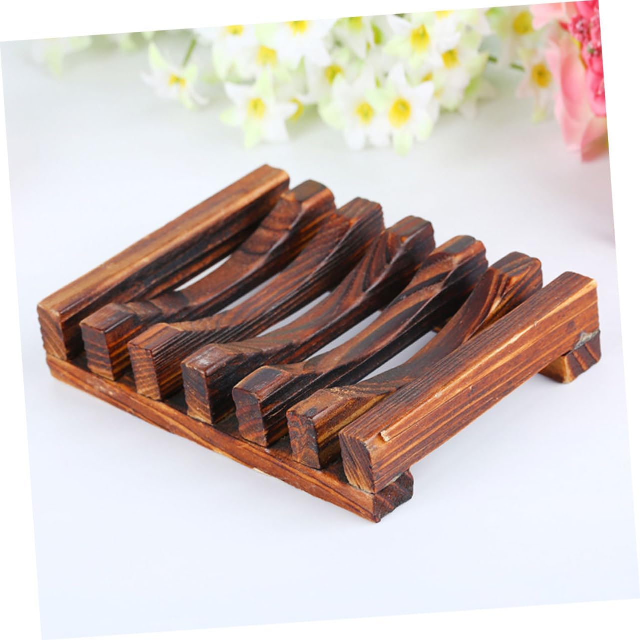 Zerodeko 2pcs Carbonized Wooden Soap Holder with Drainage
