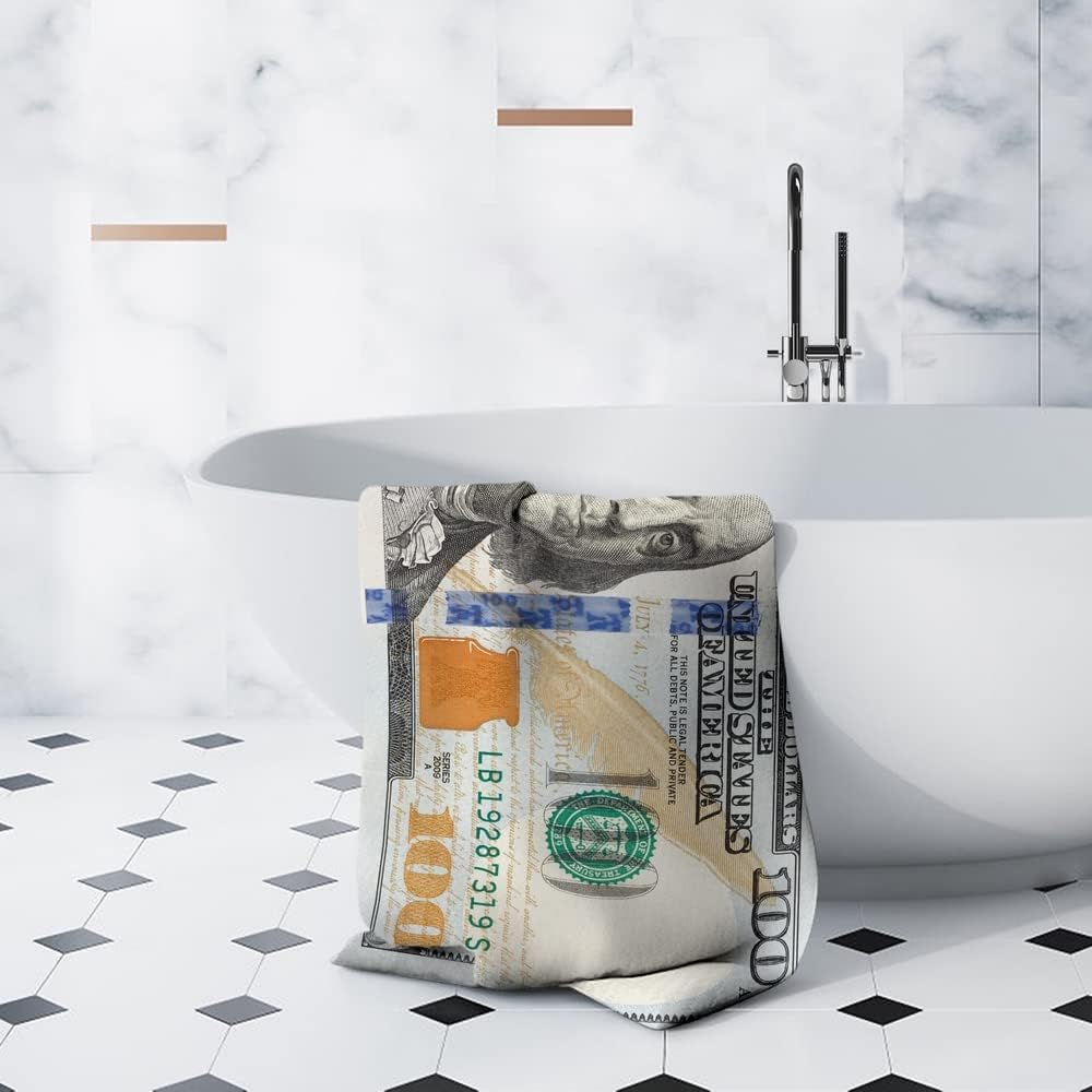 GUBIYU 100 Dollar Bill Patterned Beach Towel