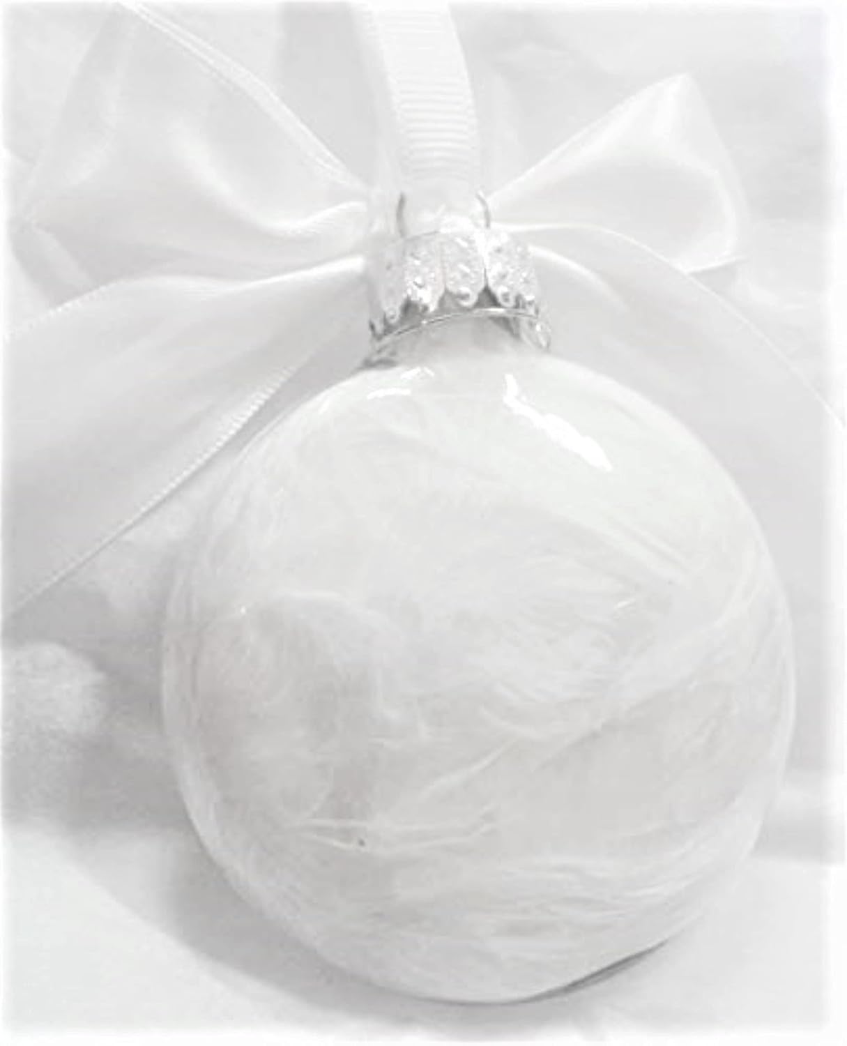 Baby Memorial Ornament with Feather and White Bow