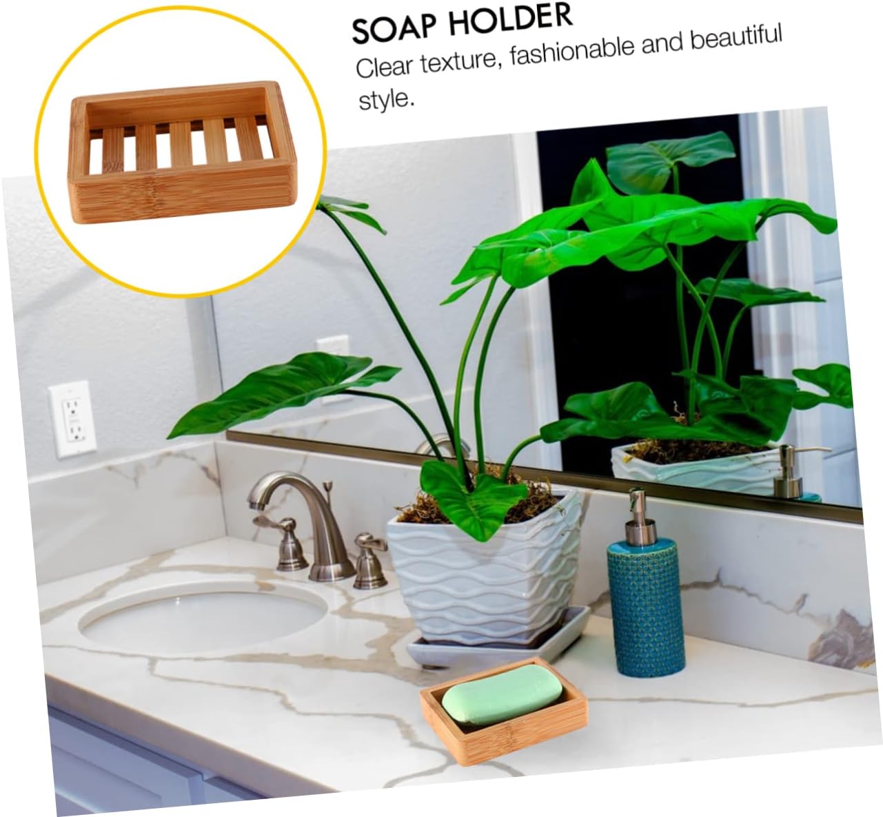 Luxshiny Bamboo Soap Holder Wooden Drainage Tray 1