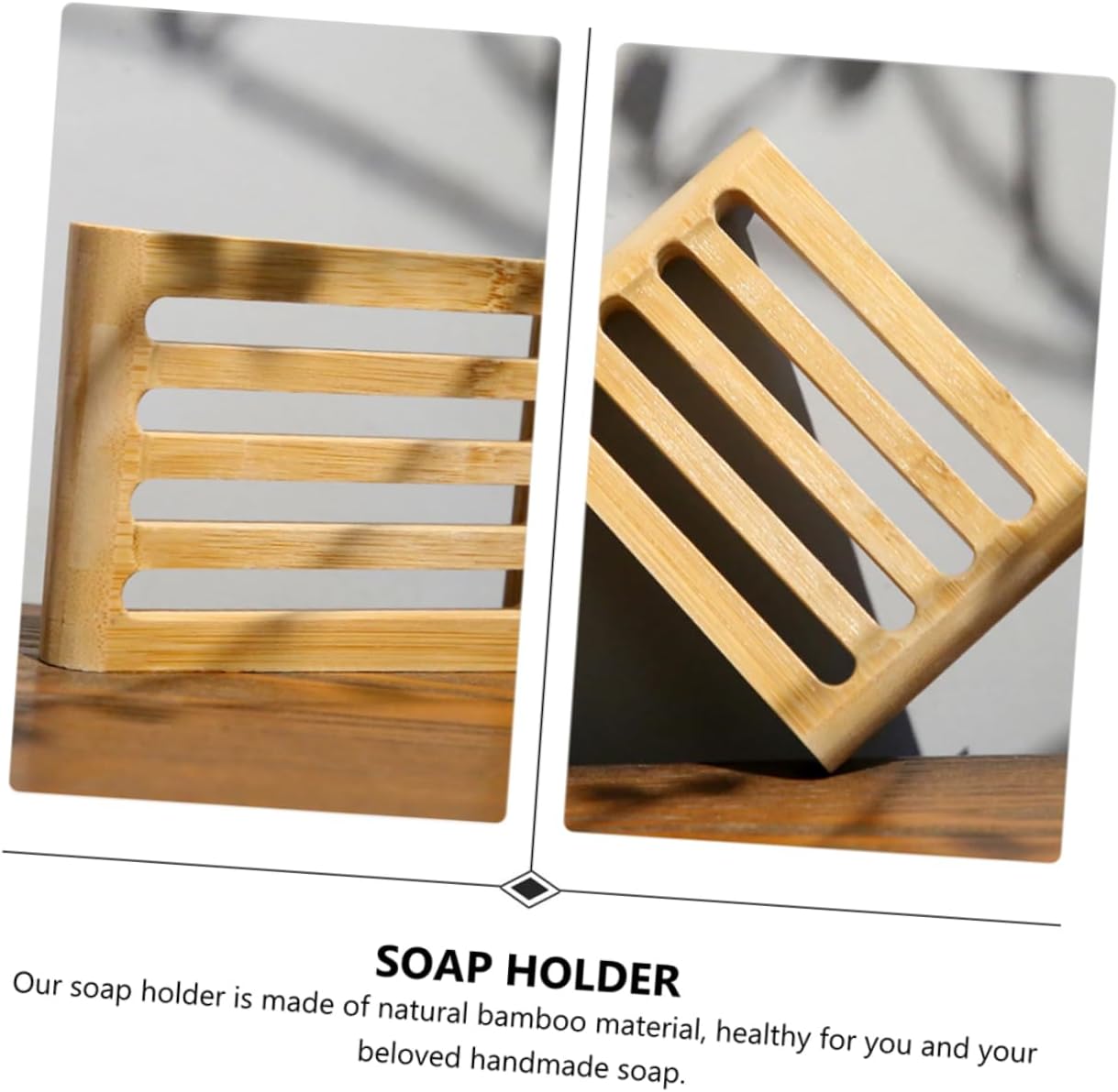 Cedar Soap Dishes Self-Draining Bamboo Holder for Kitchen Bathroom