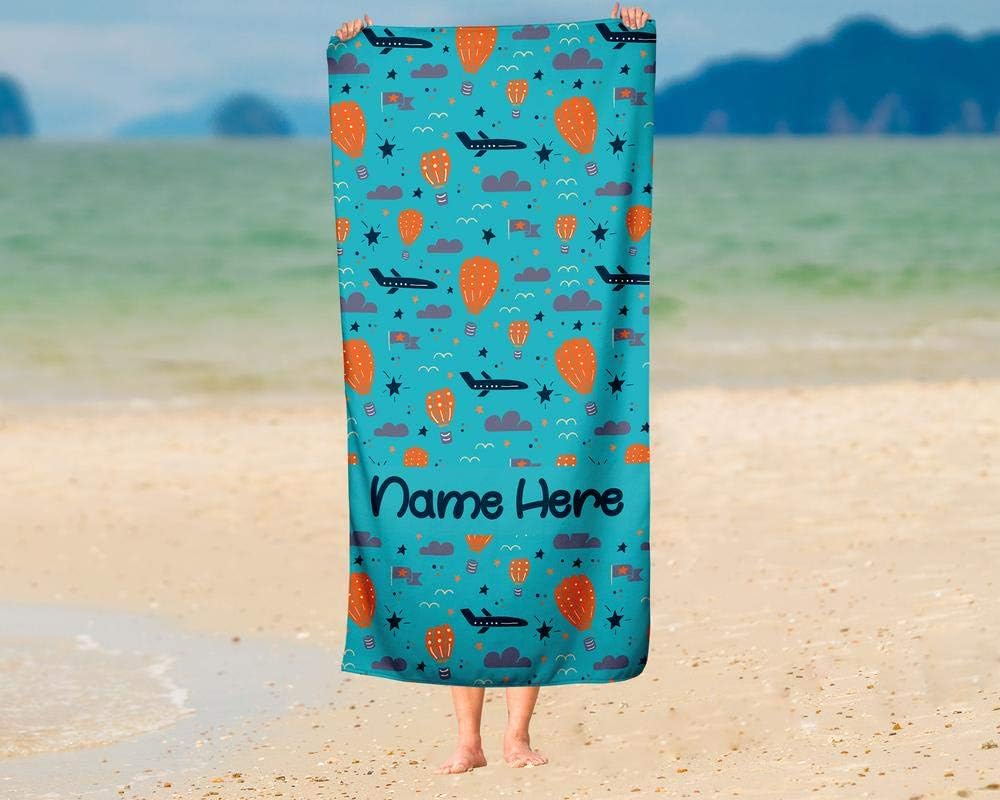 Extra Large Personalized Hot Air Balloon Towel for Kids