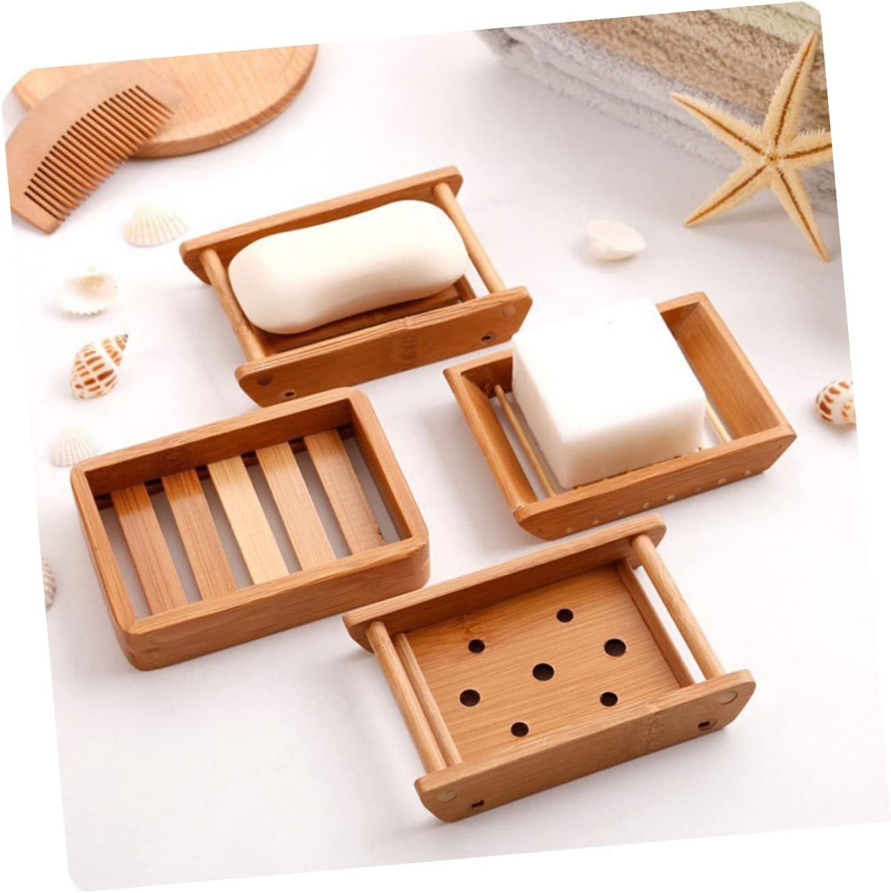 DRESSOOS Retro Boat Wooden Soap Dish Drainer