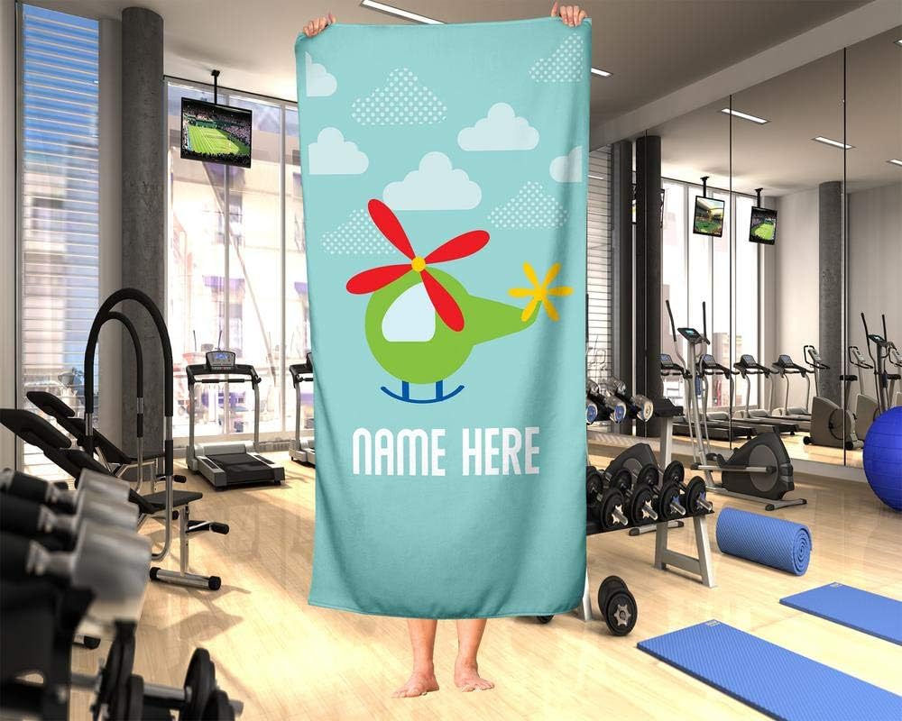 Personalized Corner Extra Large Green Helicopter Towel