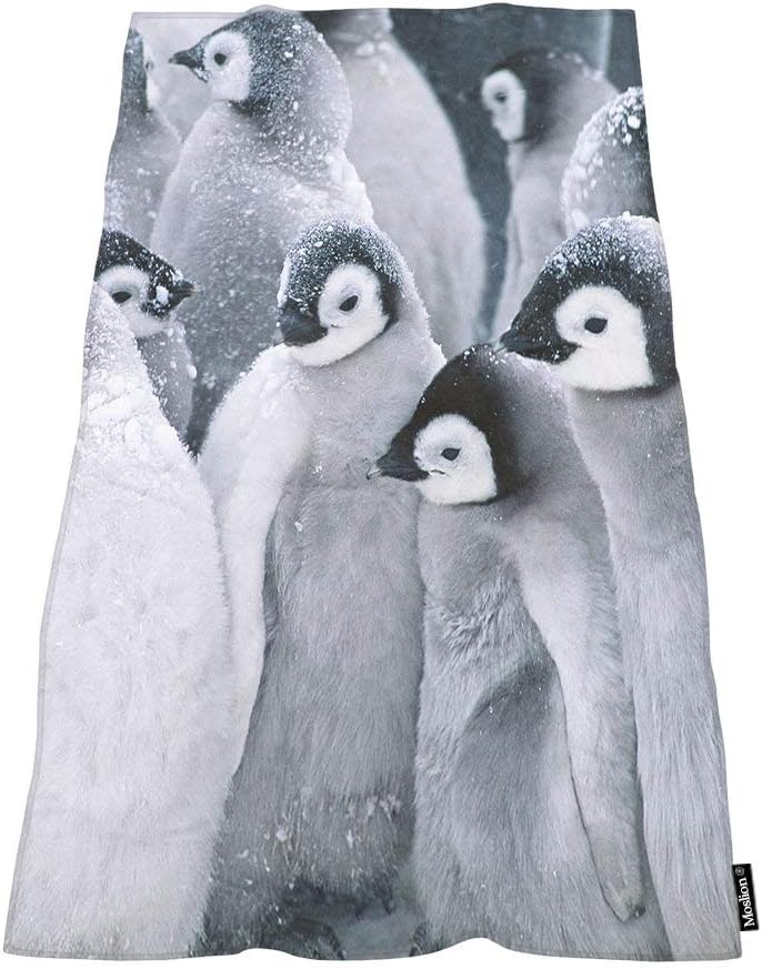 Moslion Comfy Bath Towels Winter Cute Penguins Soft Towel for Women Men