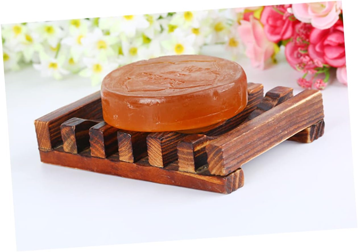 4PC Carbonized Wooden Soap Holder for Bathroom and Kitchen 1
