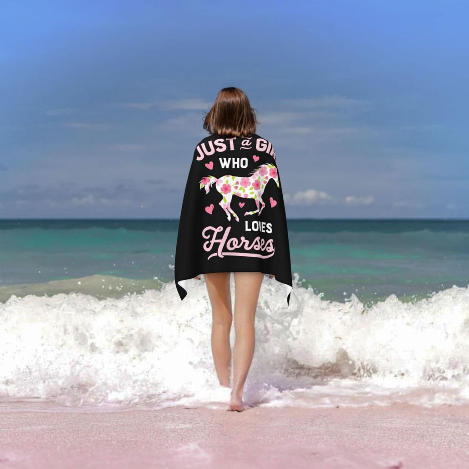 FXOMARLIN Just A Girl Who Loves Horses Beach Towel 32x52