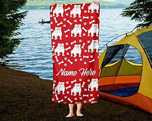 Personalized British Bulldog Beach and Bath Towels - Large and Medium 1