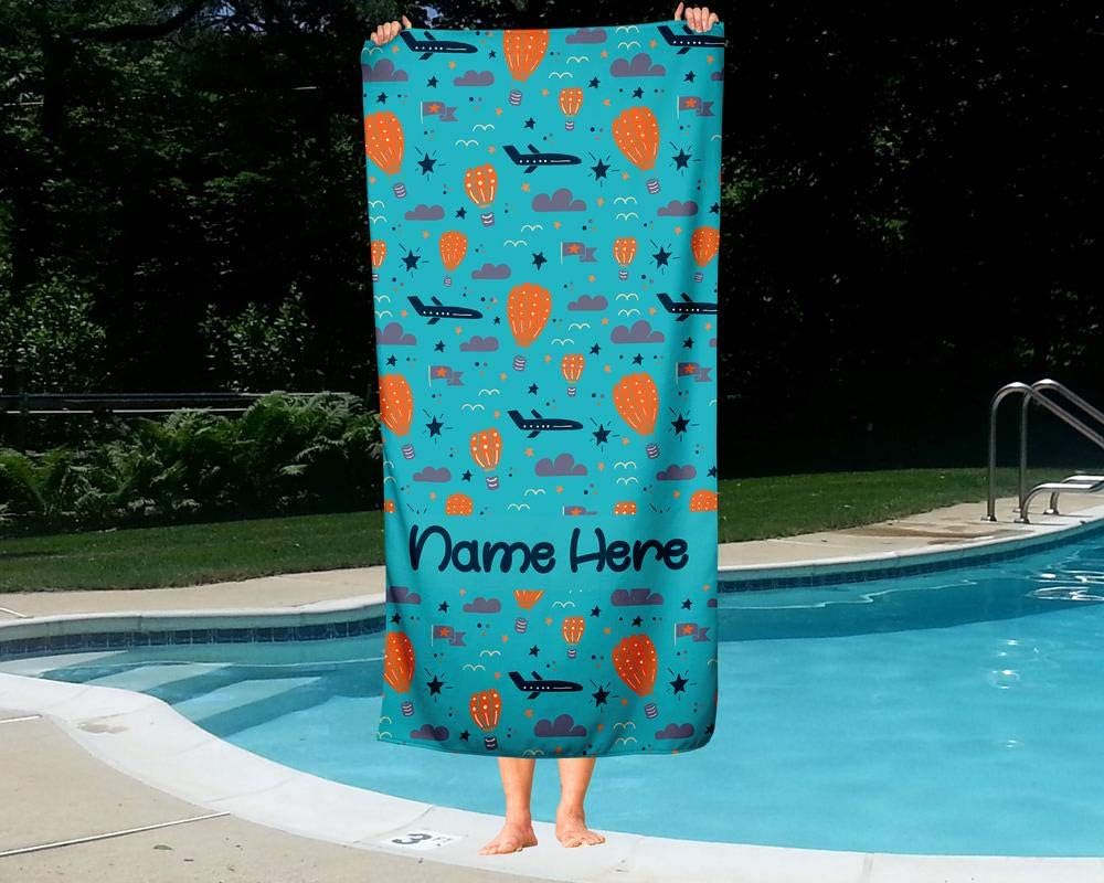 Extra Large Personalized Hot Air Balloon Towel for Kids
