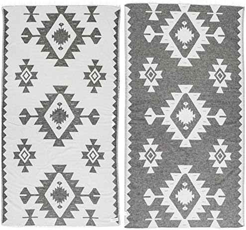 Bersuse Turkish Towel Set of 3 - 37x70 Inches Black