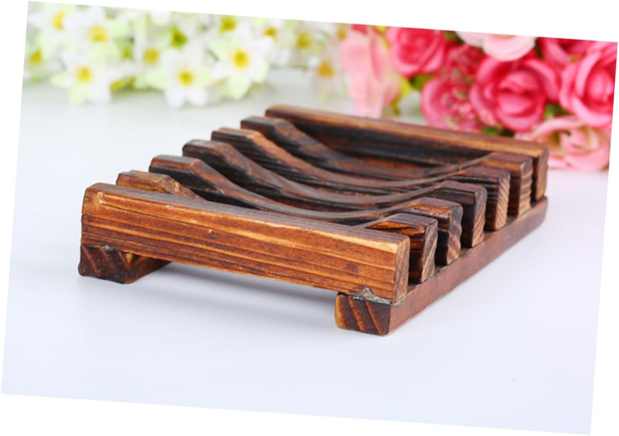 Alipis 4pc Soap Holder Carbonized Wood Drainage Bath Accessory