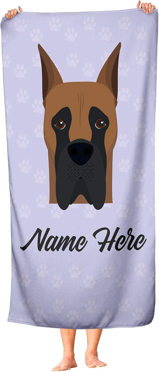 Personalized Great Dane Towels for Beach and Bath