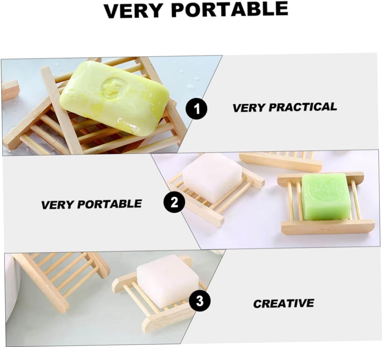 Unomor 6Pcs Wooden Soap Holder Drainage Tray for Bathroom Kitchen