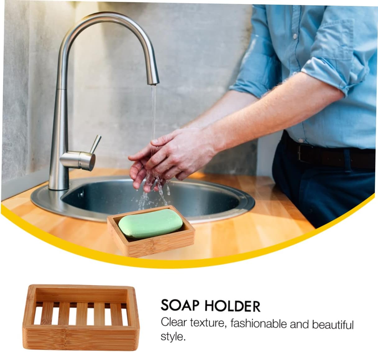 Luxshiny Bamboo Soap Holder Wooden Drainage Tray 1