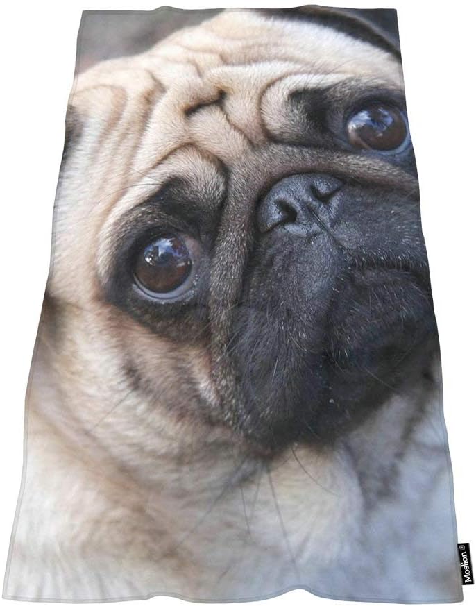 Moslion Soft Bath Towels for Pug Dogs and People 64x32 Inches
