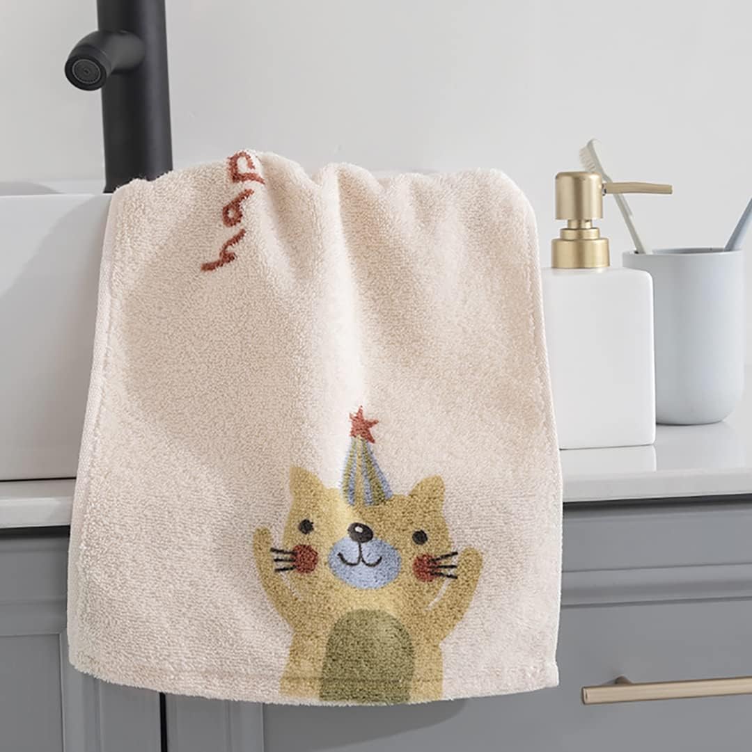 Kissvian 4-Pack Cartoon Cat Hand Towel Set