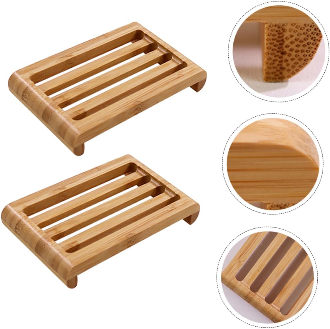 MAGICLULU 2pc Bamboo Soap Dish Drainer