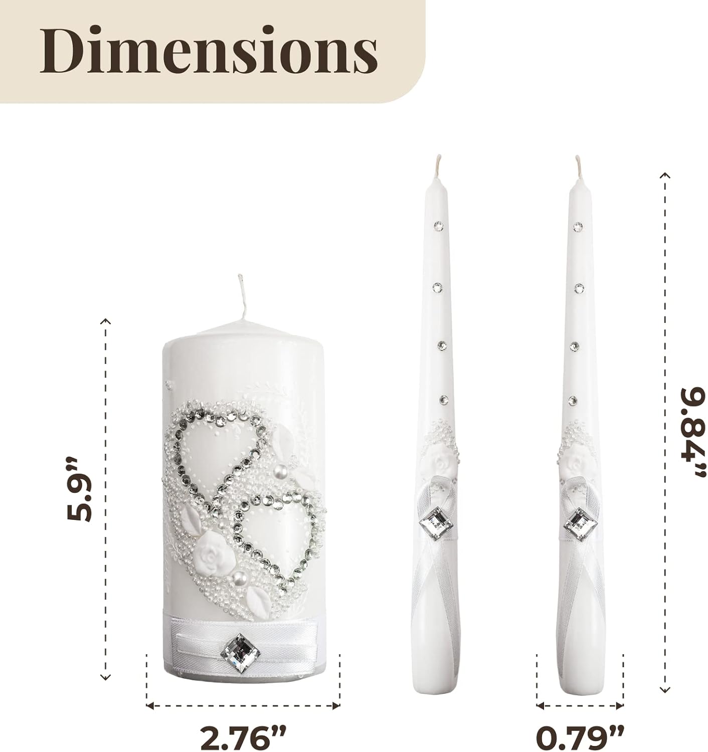 VABA Wedding Unity Candle Set 6 Pillar 10 Taper
