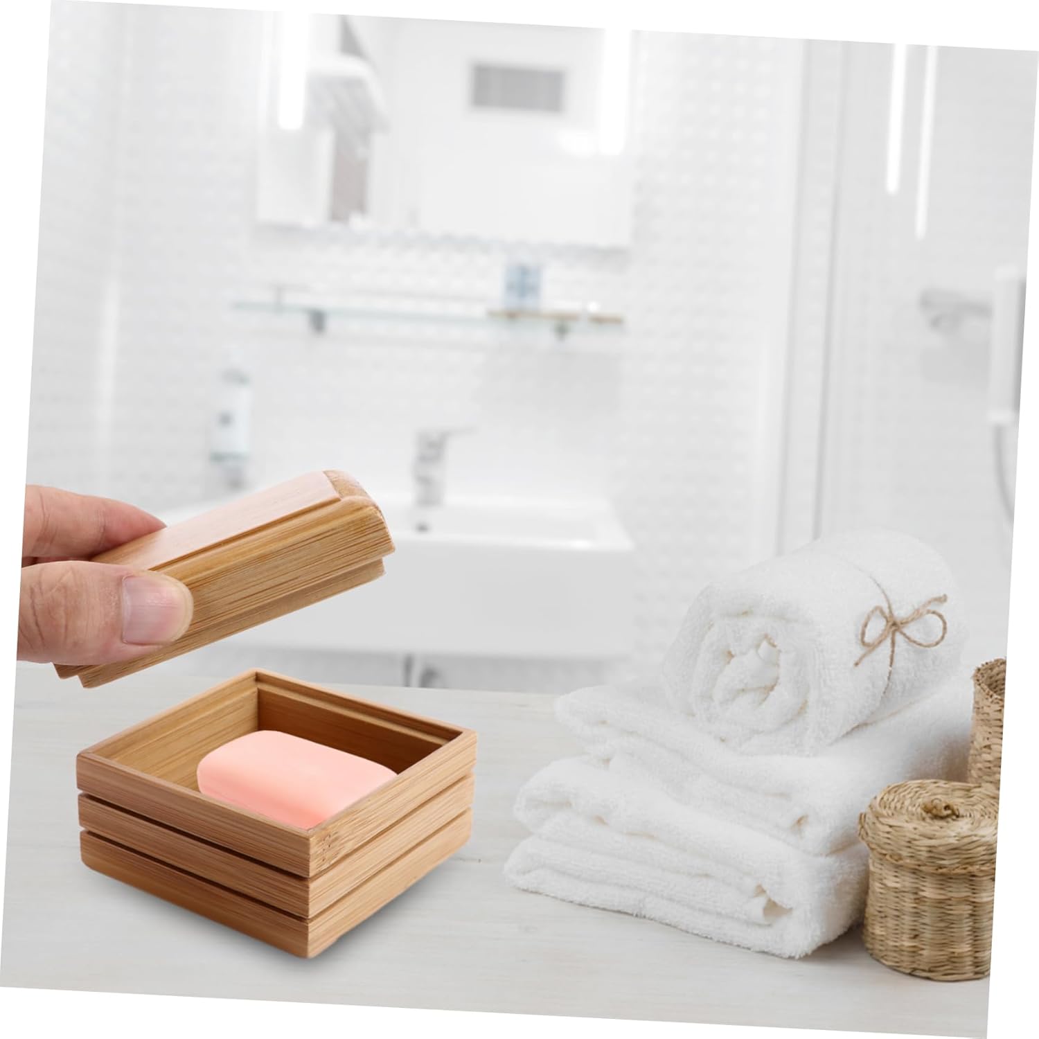 Zerodeko Bamboo Soap Holder with Foaming Lid 1