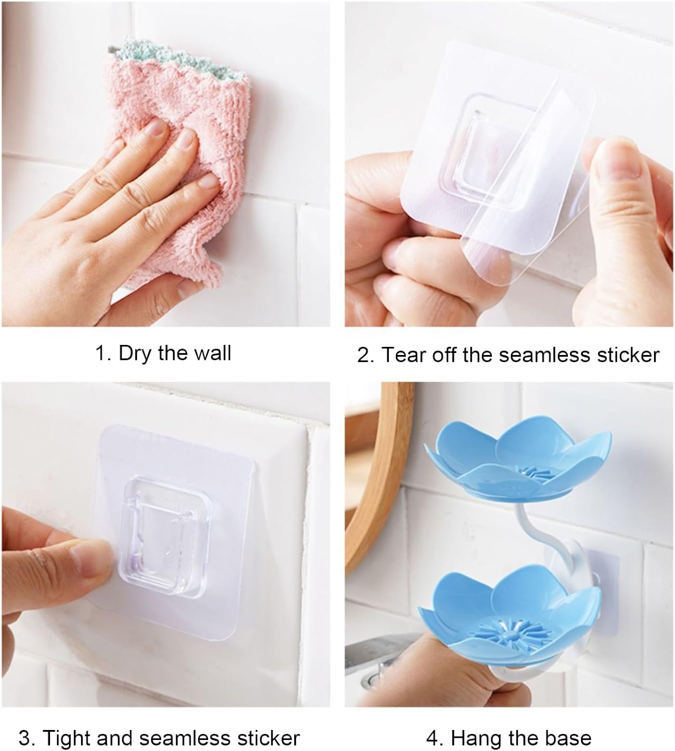 Qinlenyan Bathroom Soap Holder with Suction Cup and Drainage