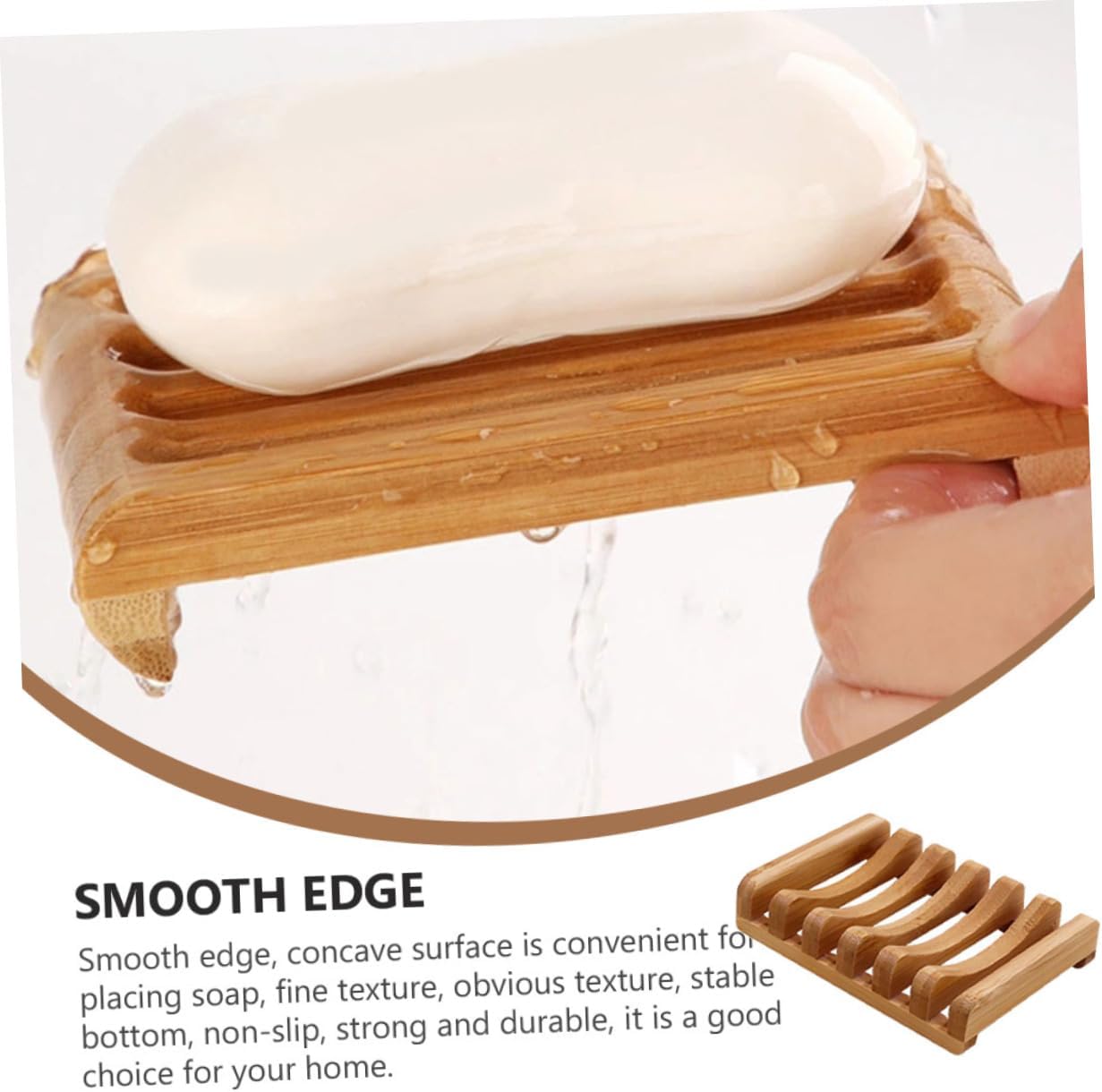 Travel Soap Dish Bamboo Wood Holder 2 Pack for Bathroom and Shower