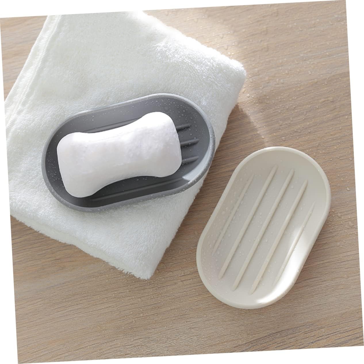 VOSAREA Oval Soap Dish Beige PP Material
