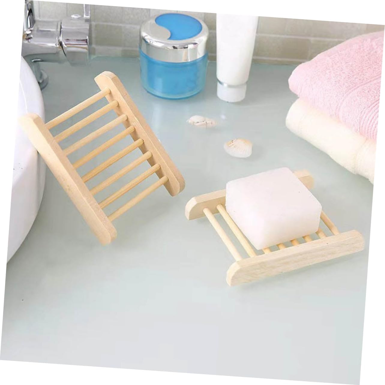 Wooden Soap Tray Drainer Holder for Kitchen and Bathroom